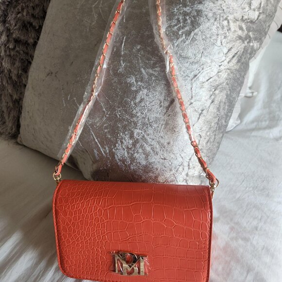 Badgley Mischka Croco Crossbody Bag with Logo Plate NWT - Picture 7 of 9